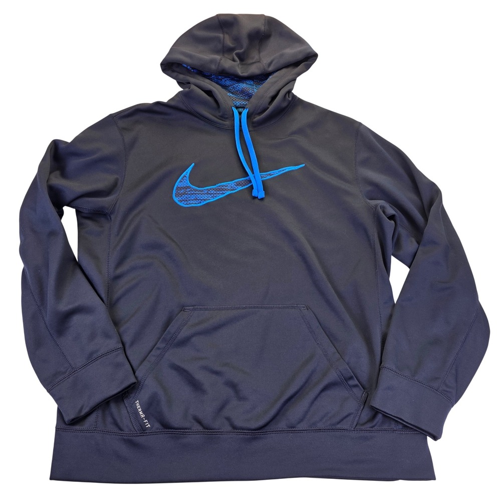 Nike Therma-FIT Mens Hoodie Pullover Navy Blue Large 657533-475